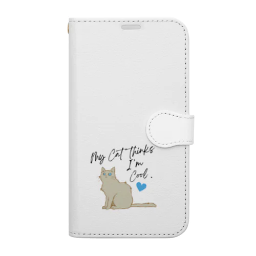 碧い瞳の猫のイラストグッズ Book-Style Smartphone Case