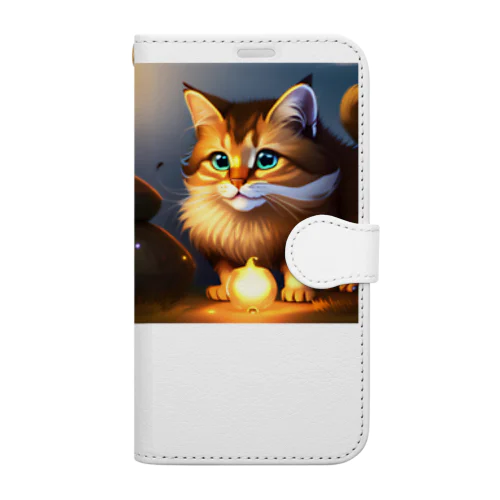 フワフワにゃんこのイラストグッズ Book-Style Smartphone Case