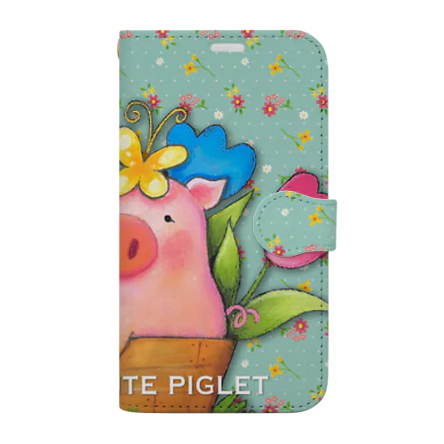 HAPPY CUTE PIGLET 手帳型スマホケース