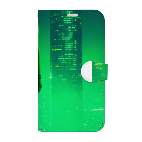 美女✕SF （緑） Book-Style Smartphone Case
