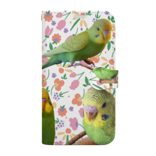 セキセイインコこつぶづくし！ 手帳型スマホケース