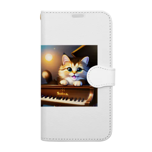 子猫ピアニスト-1 Book-Style Smartphone Case