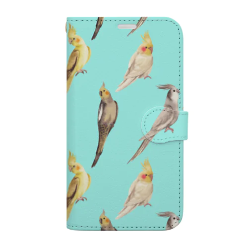 オカメインコいっぱい！ Book-Style Smartphone Case