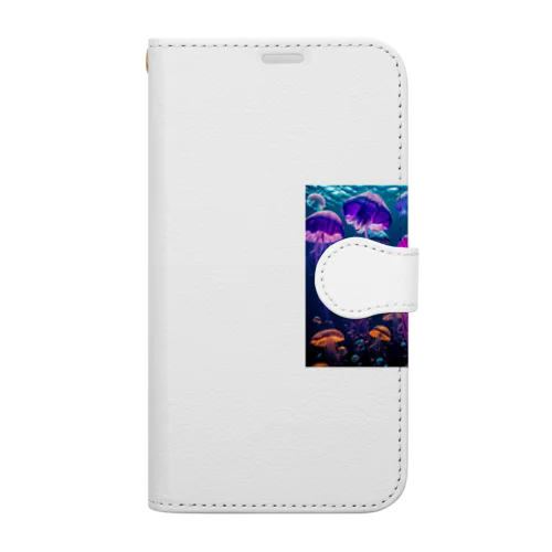 swim underwater colorful jellyfish Book-Style Smartphone Case