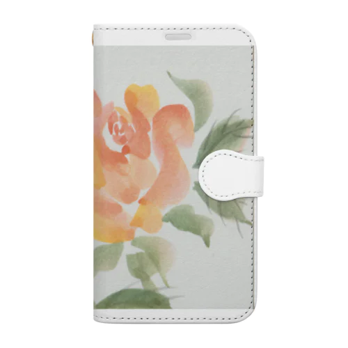 バラ一輪オレンジ Book-Style Smartphone Case