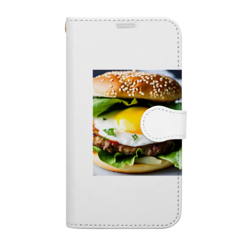 半熟とろけるハンバーグ チーズ愛好家の夢！ Book-Style Smartphone Case