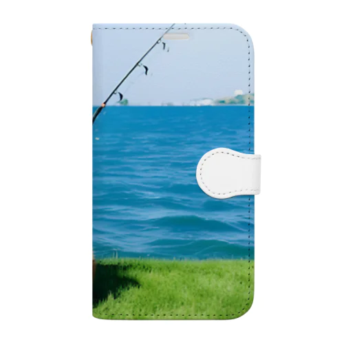 the dog is fishing fish Book-Style Smartphone Case