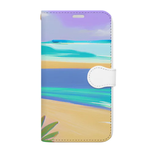 海と砂浜 Book-Style Smartphone Case