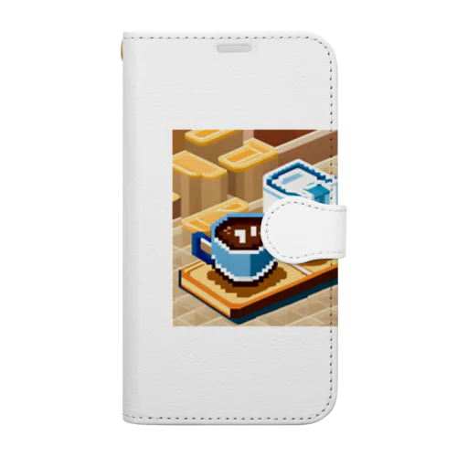 ドット絵コーヒーと電気ポット Book-Style Smartphone Case