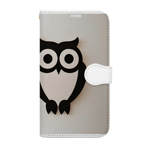 白黒フクロウちゃんのイラストグッズ Book-Style Smartphone Case