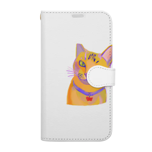鮮やかな凛々しい猫さんのイラストグッズ Book-Style Smartphone Case