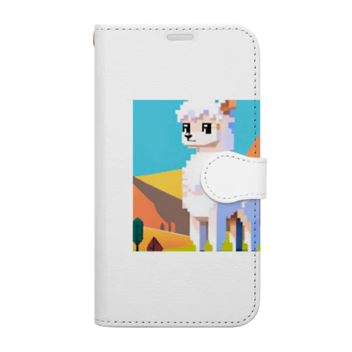 ドット絵のアルパカくん 手帳型スマホケース