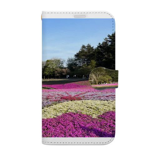 富士山と本栖湖と芝桜 手帳型スマホケース