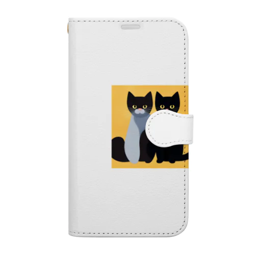 可愛い2匹の猫（日常） Book-Style Smartphone Case