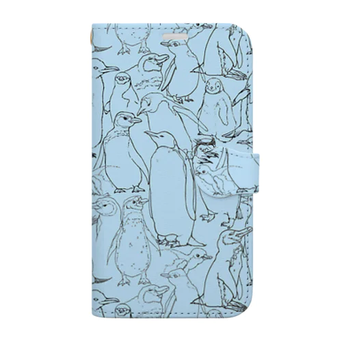 ペンギンまみれ（青） Book-Style Smartphone Case