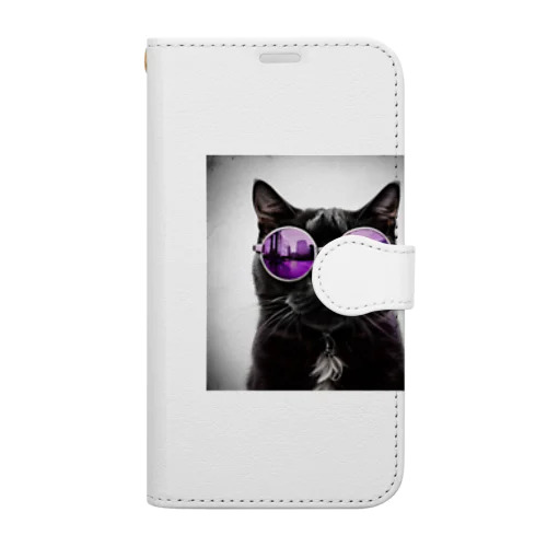 黒猫紫サングラス Book-Style Smartphone Case