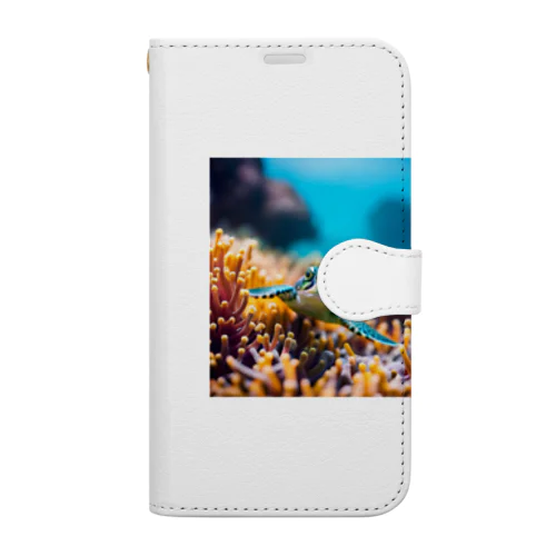 珊瑚と亀 Book-Style Smartphone Case