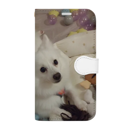 愛犬パールグッズ　Mipa♥日本スピッツ 手帳型スマホケース