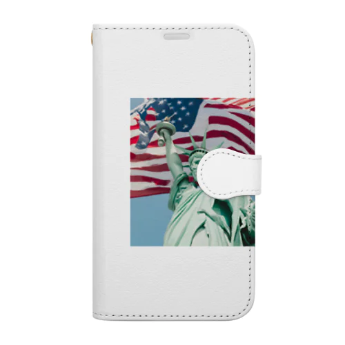 自由の女神とアメリカ国旗 Book-Style Smartphone Case