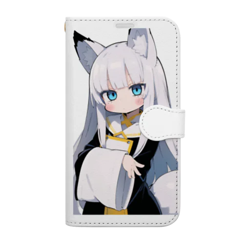 白髪美少女キツネちゃん Book-Style Smartphone Case