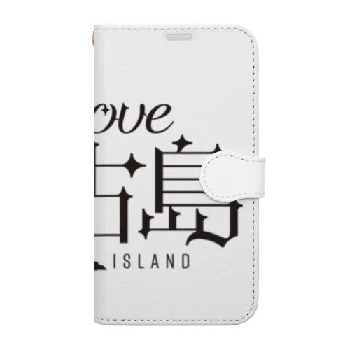 iLOVE宮古島（タイポグラフィBLACK） Book-Style Smartphone Case