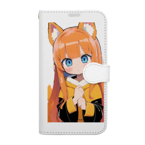 キュートなオレンジ髪のキツネの女子 Book-Style Smartphone Case