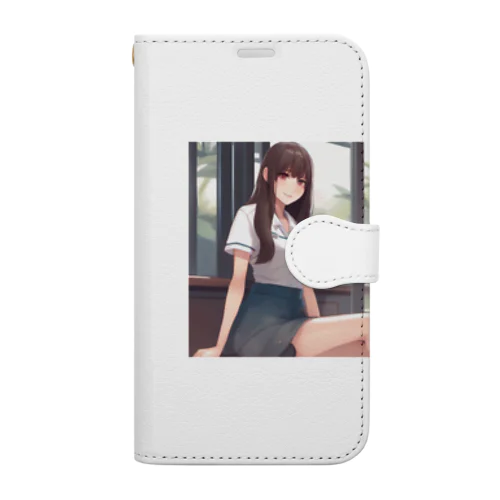 ロングヘアのかわいい女性のグッズ Book-Style Smartphone Case