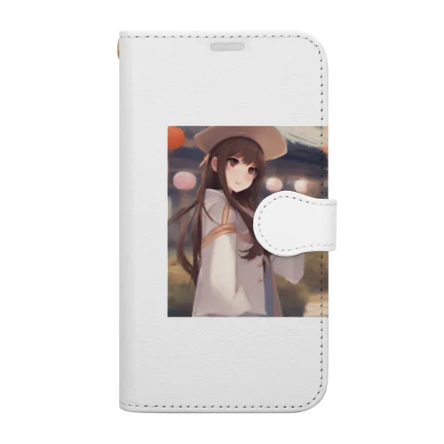 可愛らしいロングヘアの女性のグッズ Book-Style Smartphone Case