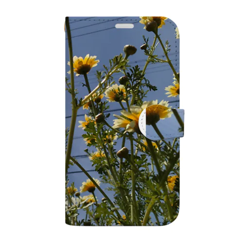 黄色い春菊の花 Book-Style Smartphone Case