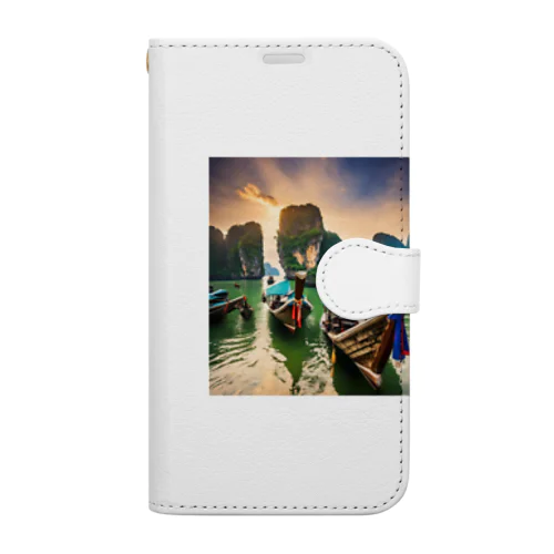 タイの美しい海と夕暮れ Book-Style Smartphone Case