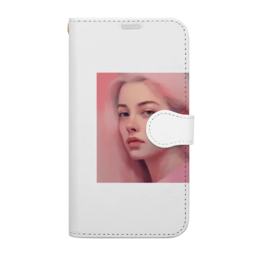 ピンクのチーク美女 Book-Style Smartphone Case
