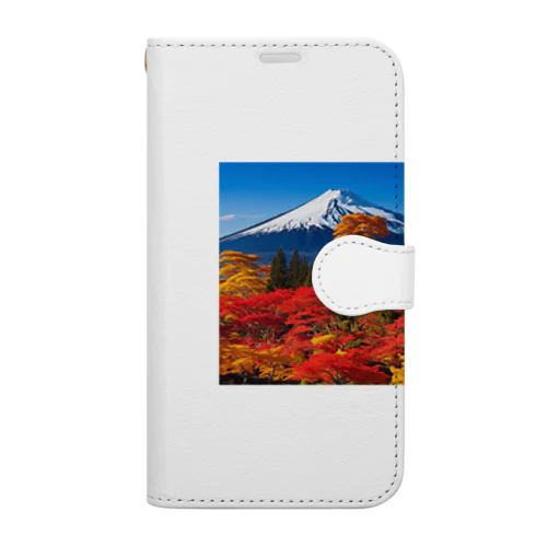 秋晴れの空/富士山/色鮮やかな紅葉 Book-Style Smartphone Case