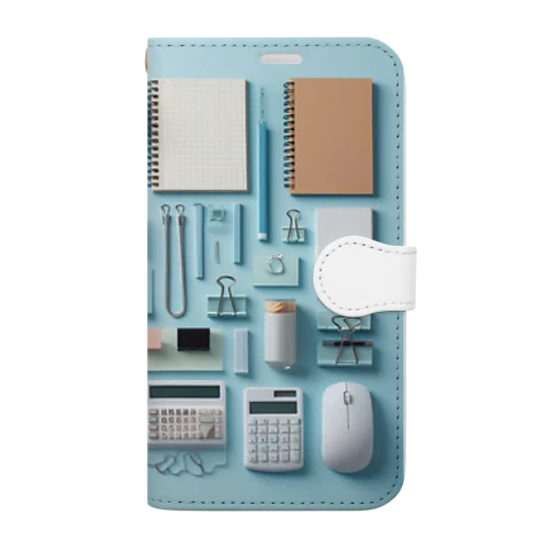 文房具大好き❤青色03 Book-Style Smartphone Case