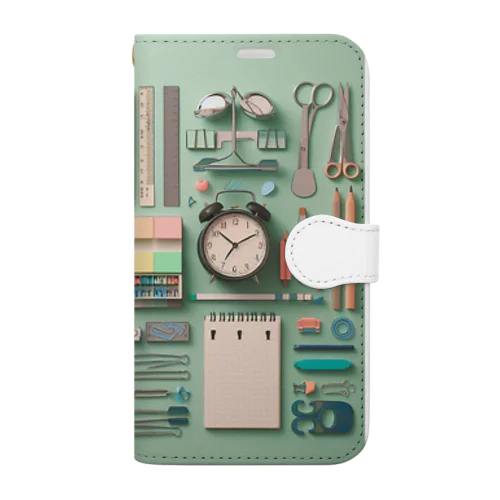 文房具大好き❤緑色01 Book-Style Smartphone Case