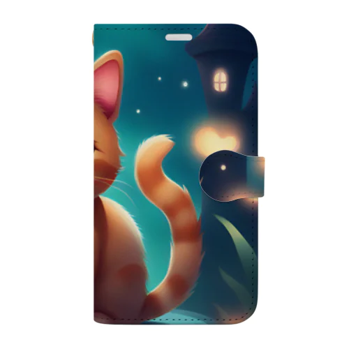 可愛い猫のイラスト Book-Style Smartphone Case