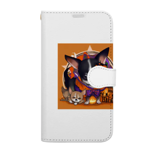 チワワの親子とハッピーハロウィン Book-Style Smartphone Case