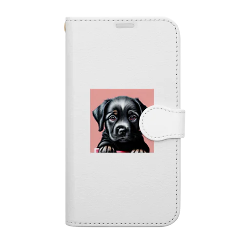 黒い子犬 Book-Style Smartphone Case