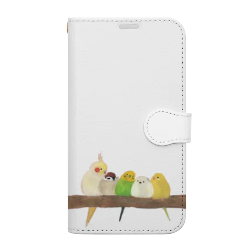 紅葉とインコたち Book-Style Smartphone Case