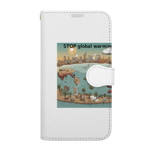 stop　地球温暖化 Book-Style Smartphone Case