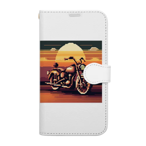 レトロバイクドット　夕日編　№３ Book-Style Smartphone Case