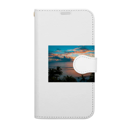 海と夕陽のコントラスト Book-Style Smartphone Case