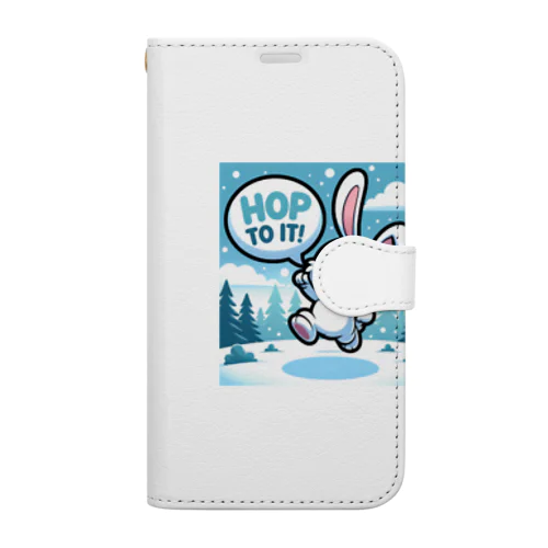 ポンポンウサギ Book-Style Smartphone Case