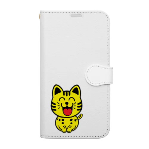 嬉しい楽しい愉快な開運ネコ「ポイポイ・ラッキー！❗️😺」（開運猫） Book-Style Smartphone Case