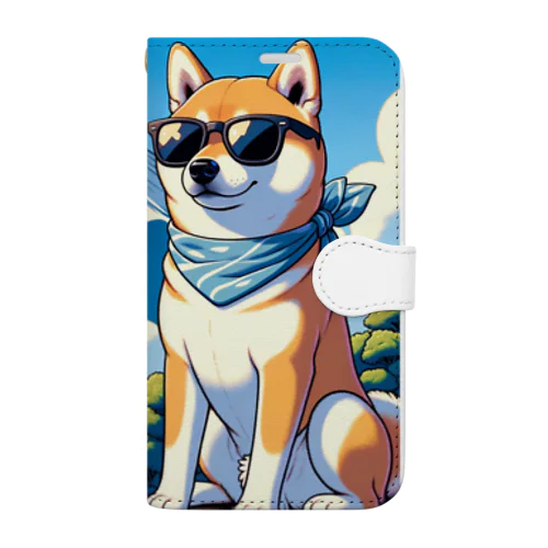 サングラス犬　【銀次郎】 Book-Style Smartphone Case