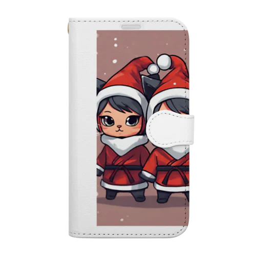 クリスマスの着ぐるみを身にまとった可愛らしい忍者イラスト・グッズ Book-Style Smartphone Case