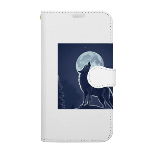 月夜に吠える狼 Book-Style Smartphone Case