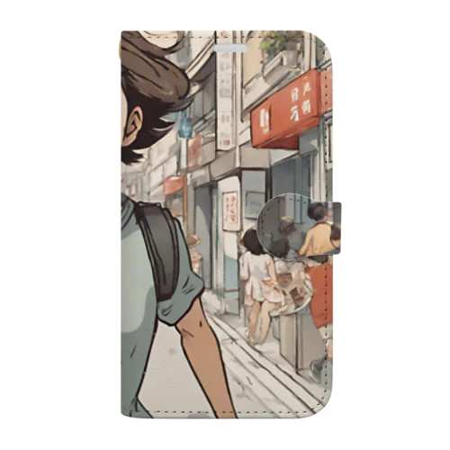 走る元気な女の子 Book-Style Smartphone Case