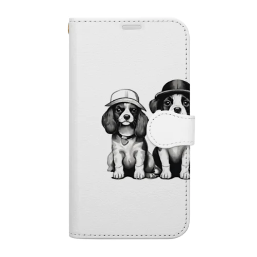 帽子を被った犬夫婦 Book-Style Smartphone Case