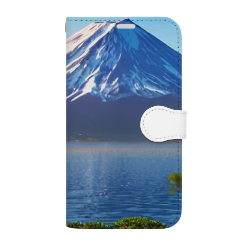 富士山と湖 手帳型スマホケース