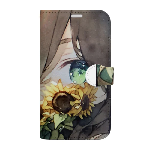 ひまわりで隠す娘 Book-Style Smartphone Case